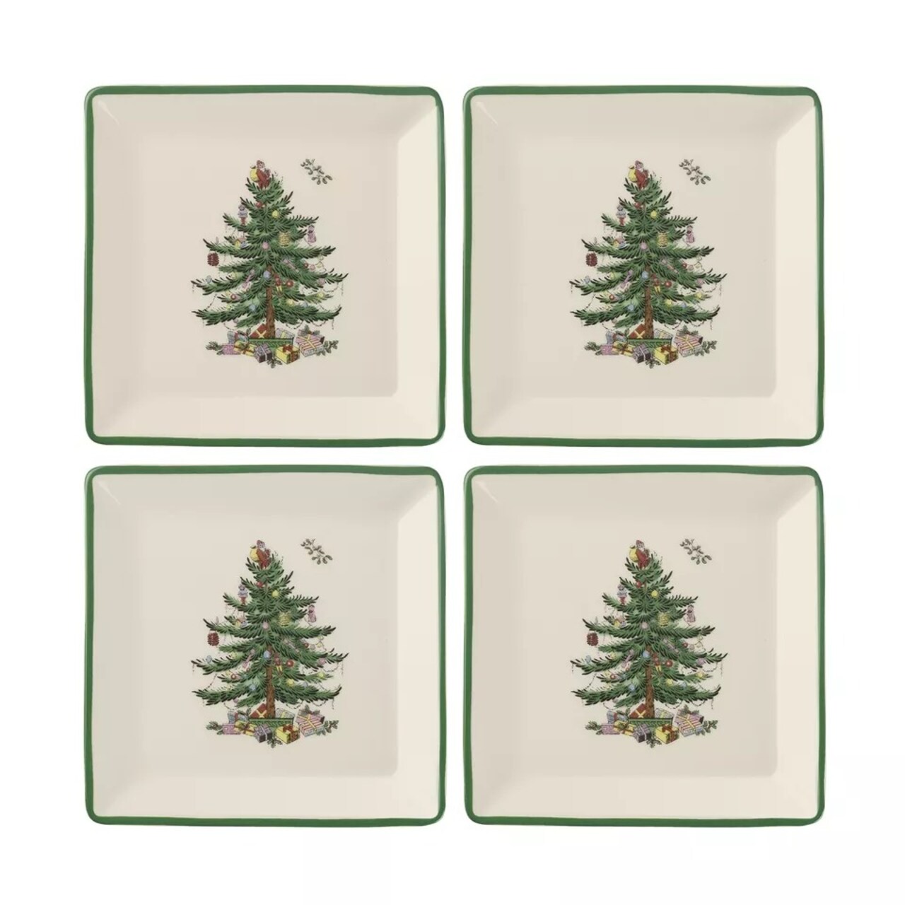 Spode Christmas Tree Collection Tidbit Square Plates, Set of 4 5 Inch